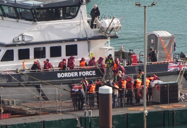A Border Force boat carrying rescued migrants