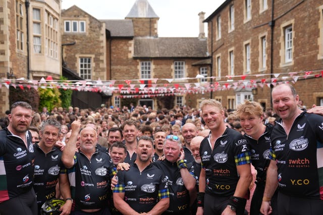 Lewis Moody and his cycle challenge support team at Oakham School