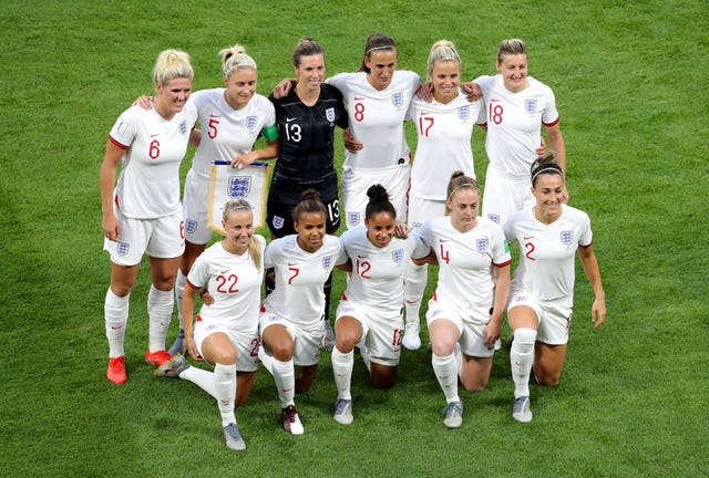 England women before their semi-final defeat to the USA at the World Cup