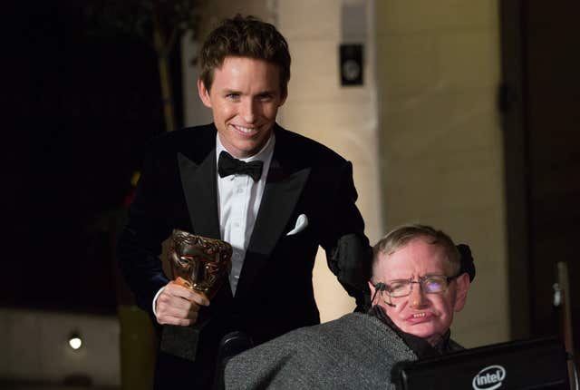 Eddie Redmayne and Professor Stephen Hawking (PA)