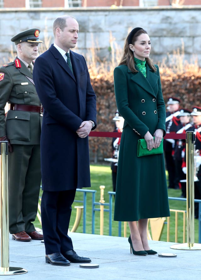 The Duke and Duchess of Cambridge lay a wreath during a visit to the Garden of Remembrance in Dublin