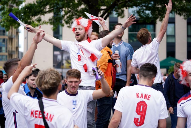 Fans take in the atmosphere at Wembley (Mike Egerton/PA)