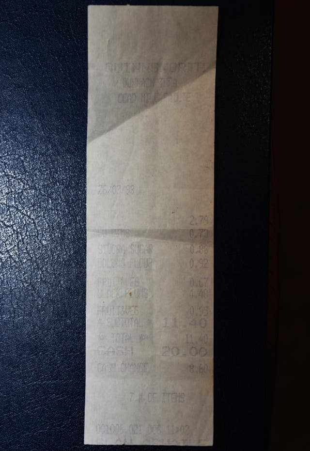 A shopping receipt, the last activity by Annie McCarrick
