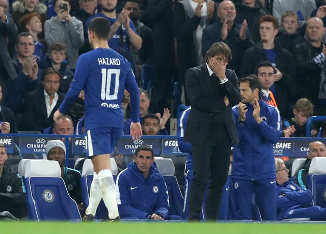 Antonio Conte, right, and Eden Hazard appeared to have a strained relationship at times last season