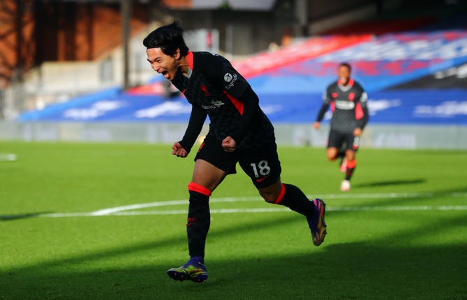 Takumi Minamino opened the scoring at Selhurst Park