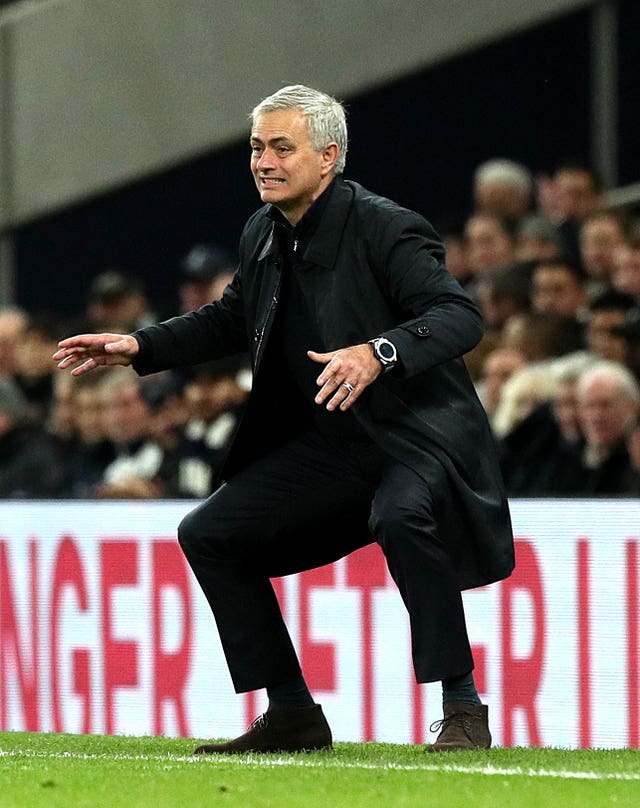 Tottenham manager Jose Mourinho during a tense moment in the 5-0 home victory against Burnley