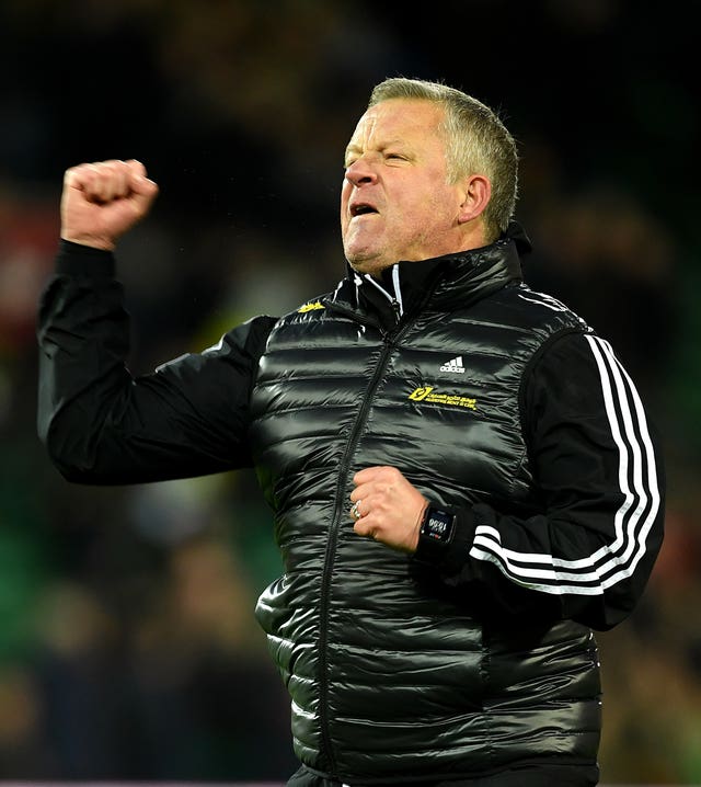 Sheffield United manager Chris Wilder celebrates victory