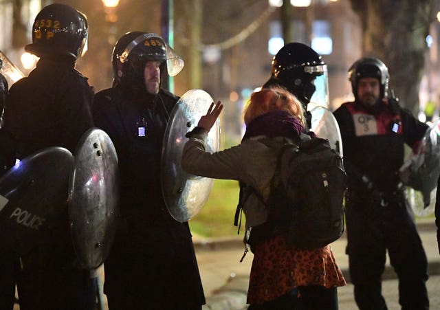 Police moved in to disperse protesters at College Green in Bristol (Ben Birchall/PA)