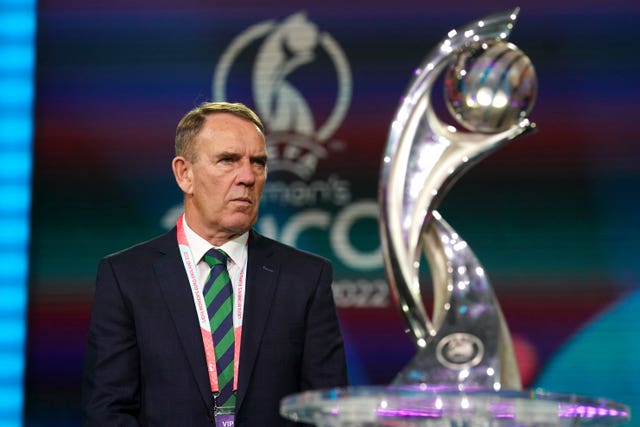 Kenny Shiels eyes the European Championship trophy at the tournament draw
