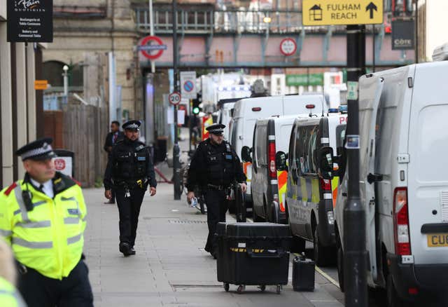 Police activity outside Parsons Green station in west London in 2017