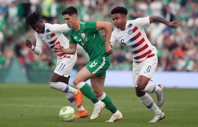 Timothy Weah, left, has eight caps for the United States