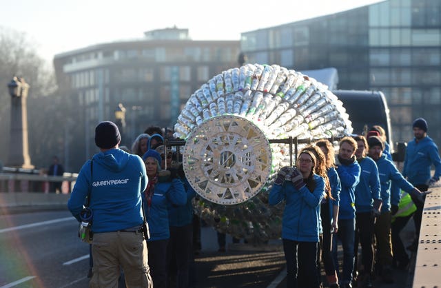 Greenpeace want to see an all-inclusive deposit return scheme brought in for bottles and cans (David Mirzoeff/PA)