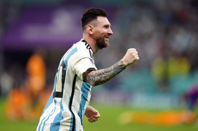 Messi celebrates Argentina's victory against the Netherlands (Adam Davy/PA).