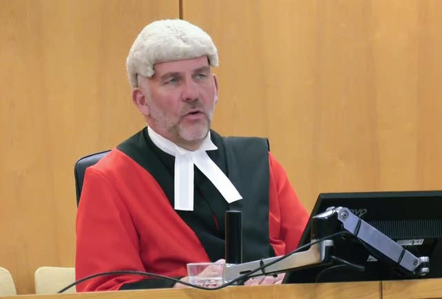 Screen grab of Judge Andrew Menary KC sentencing Barton at Liverpool Crown Court