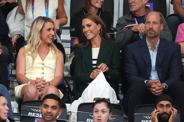William and Kate talking to Laura Kenny at the Commonwealth Games in Glasgow