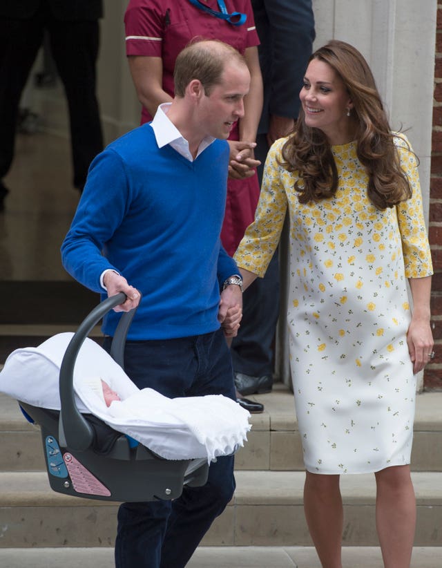 The Duke and Duchess of Cambridge leaving the Lindo Wing with baby Charlotte in 2015 (Anthony Devlin/PA)