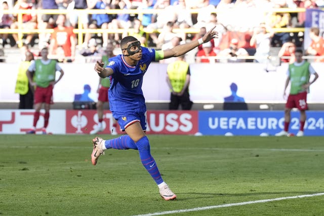 Mbappe celebrates France''s opener 