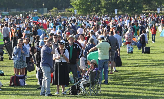 People queuing in Wimbledon Park on day one of the Wimbledon Championships