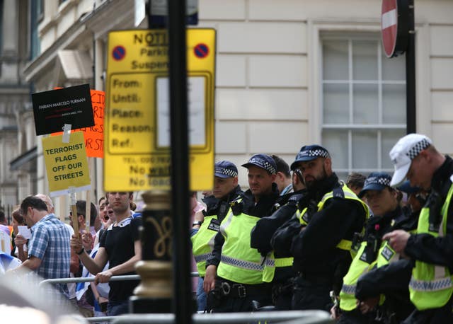 Police separated the two demonstrations