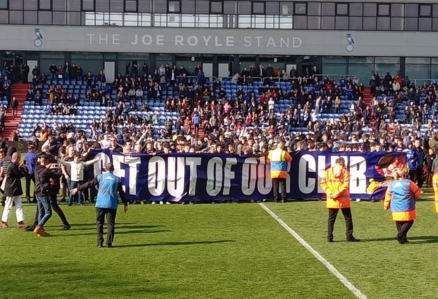 Oldham fans forced their home game against Salford to be suspended