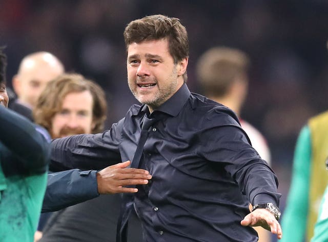 Boss Mauricio Pochettino celebrates after the final whistle