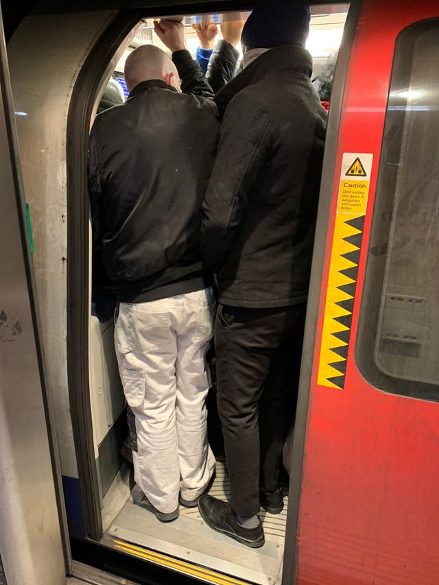 Commuters on train