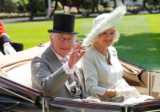 The King and Queen arrive at Royal Ascot (Jonathan Brady/PA)