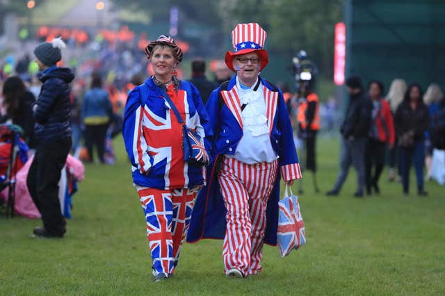 Dressed to impress: fans donned their wedding finery for the occasion (Mike Egerton/PA)