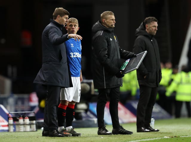 Stevie Farrell, far right, manages Stranraer