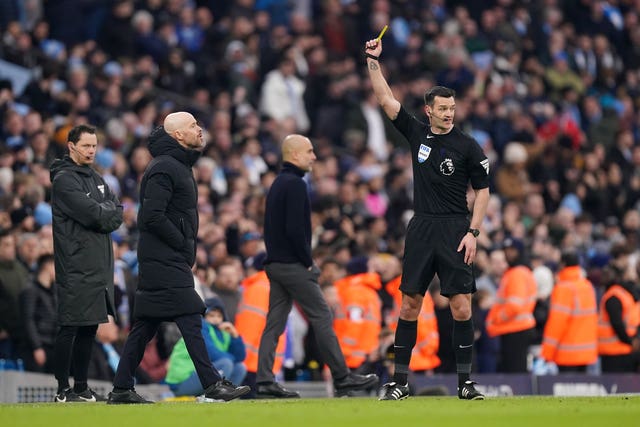 United boss Erik ten Hag is booked for his protests