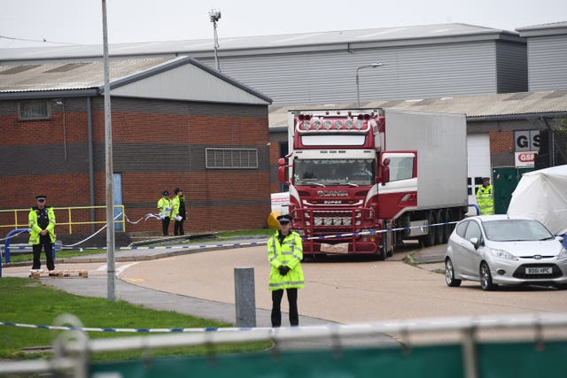 Police at the Waterglade Industrial Park in Grays