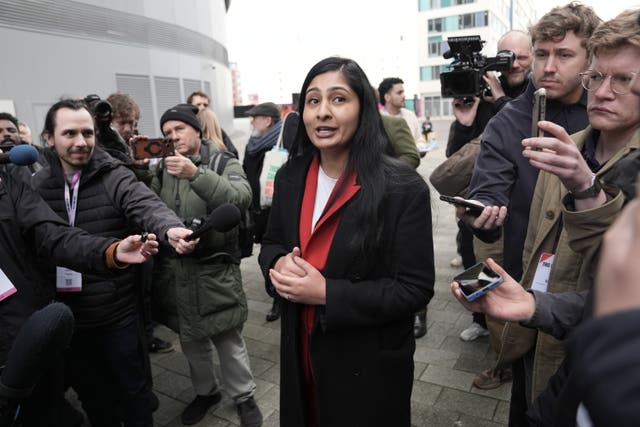 Zarah Sultana outside the conference venue on Saturday