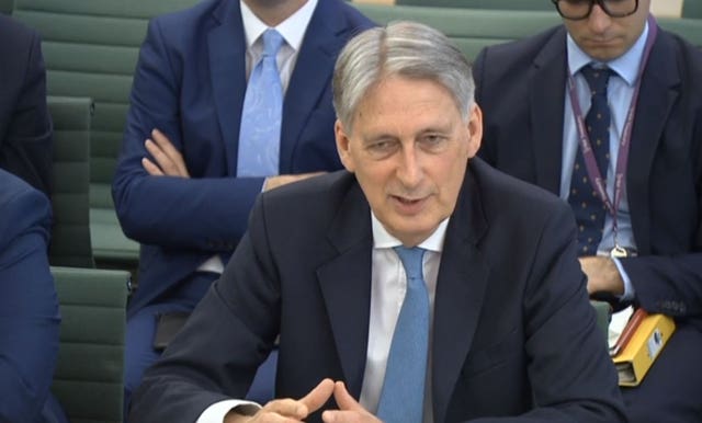 Chancellor of the Exchequer Philip Hammond giving evidence to the Commons Treasury Committee