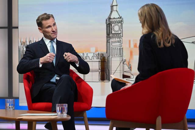 Shadow home secretary Chris Philp appearing on the Sunday With Laura Kuenssberg show