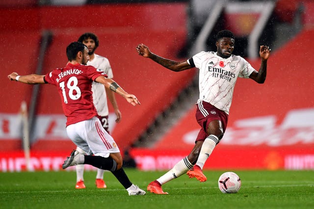 Thomas Partey (right) has impressed when he has been able to play for Arsenal.