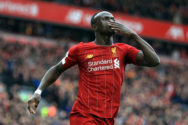 Mane celebrates scoring Liverpool's second goal 