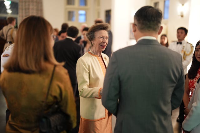 The Princess Royal talking to party guests