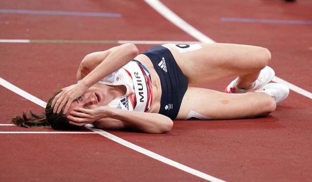 Great Britain’s Laura Muir after winning a silver medal in the women's 1500 metres