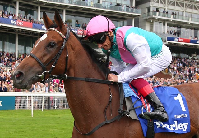 Frankie Dettori rides Enable to win The Darley Yorkshire Stakes
