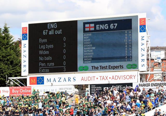 England were bowled out for just 67 at Headingley 