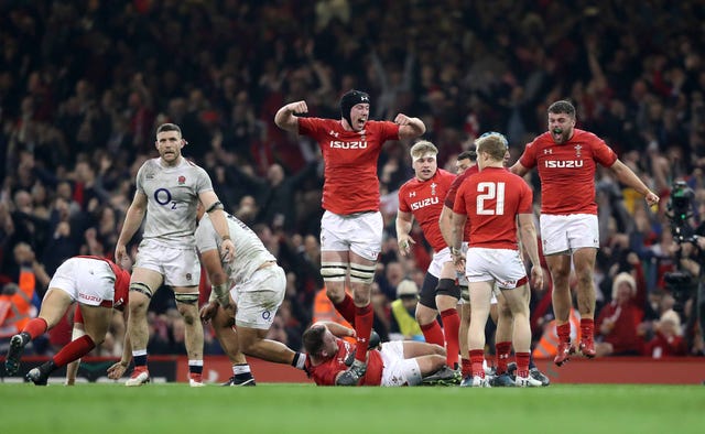 Wales celebrate after toppling England in their Six Nations showdown