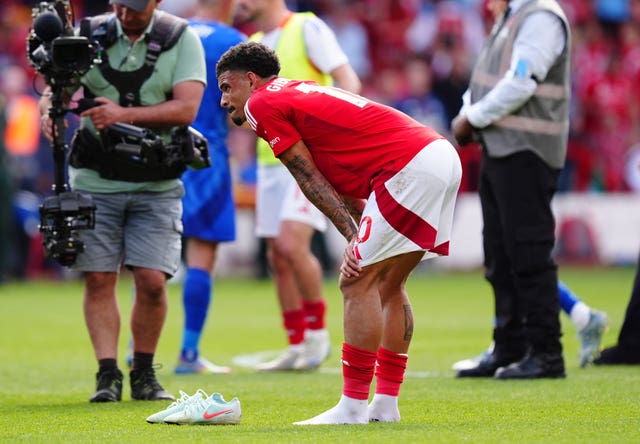 Morgan Gibbs-White appears dejected