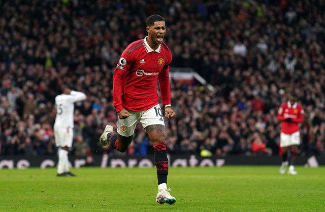 Marcus Rashford celebrates doubling United's lead