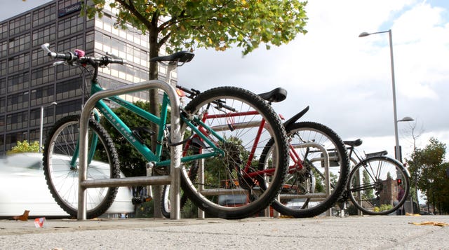 Bikes chained up