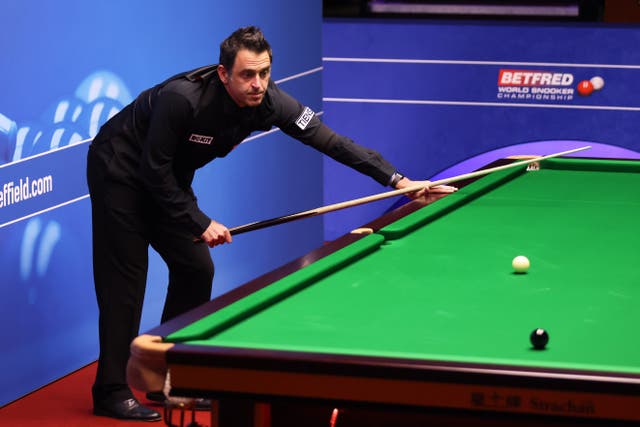 Defending champion Ronnie O'Sullivan rattled in three consecutive centuries to complete a 10-4 victory over Mark Joyce in his opener at the World Snooker Championships