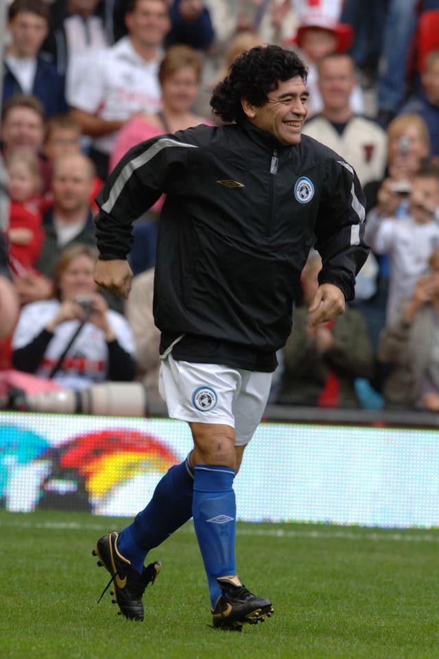 Maradona appeared in the UNICEF Soccer Aid charity match at Old Trafford in 2006