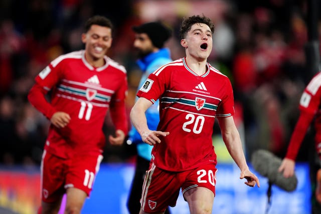 Daniel James celebrates scoring the opener