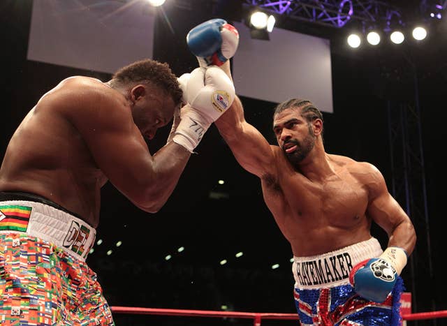 Haye, right, was over two stones lighter than Chisora for their grudge fight in London
