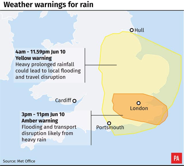 Weather warnings for rain
