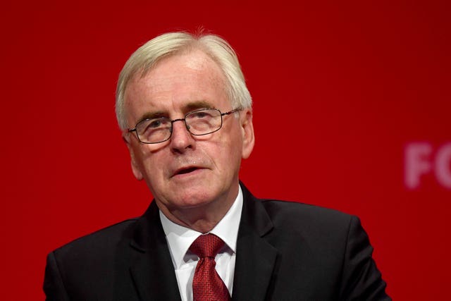 Shadow chancellor John McDonnell (Victoria Jones/PA)